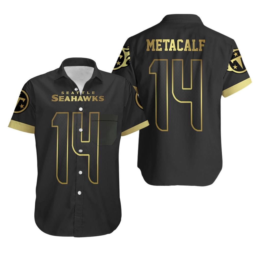 HOT Seattle Seahawks D K Metcalf Black Golden NFL Tropical Shirt2