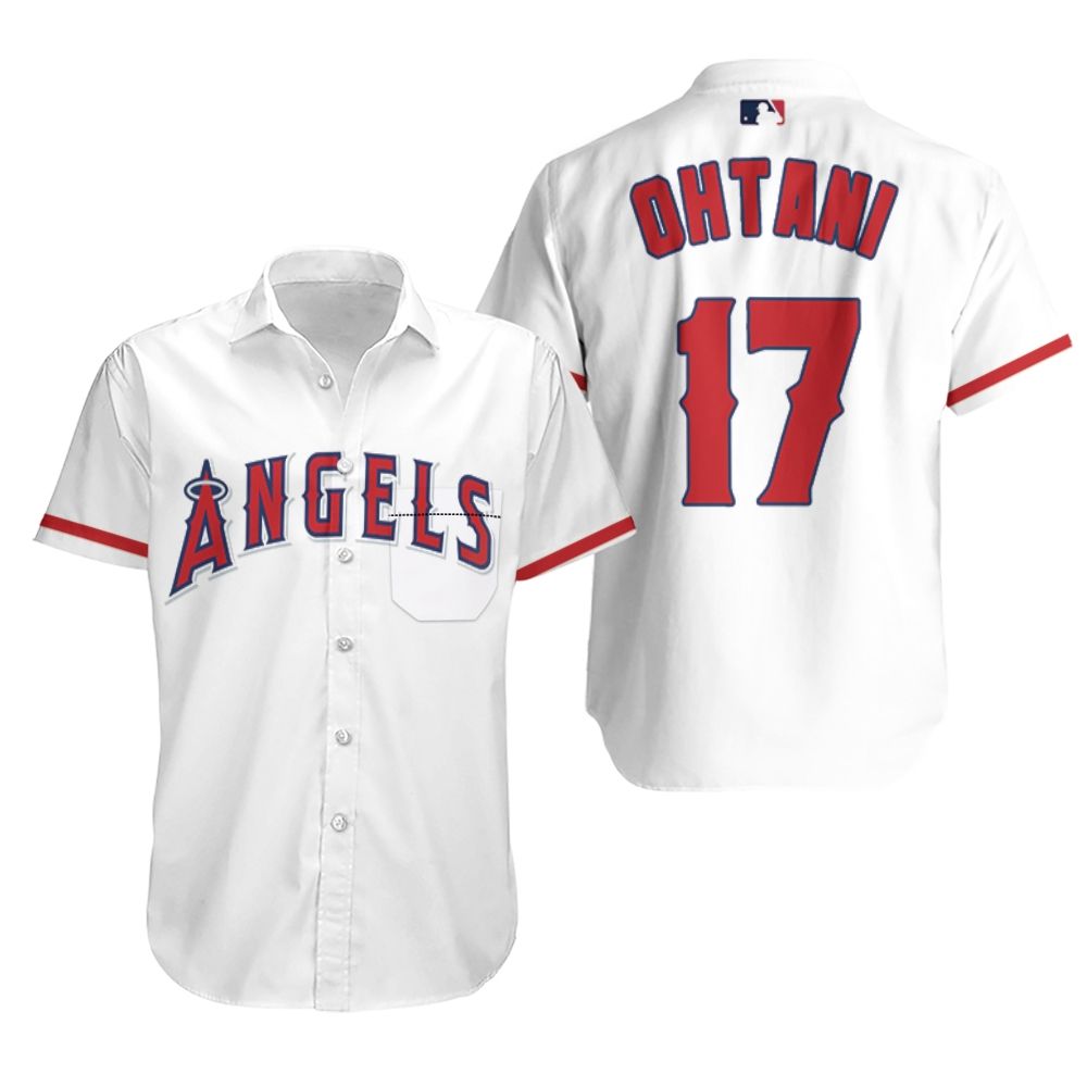 BEST MLB Shohei Ohtani Los Angeles Angels White 3D Aloha Shirt1