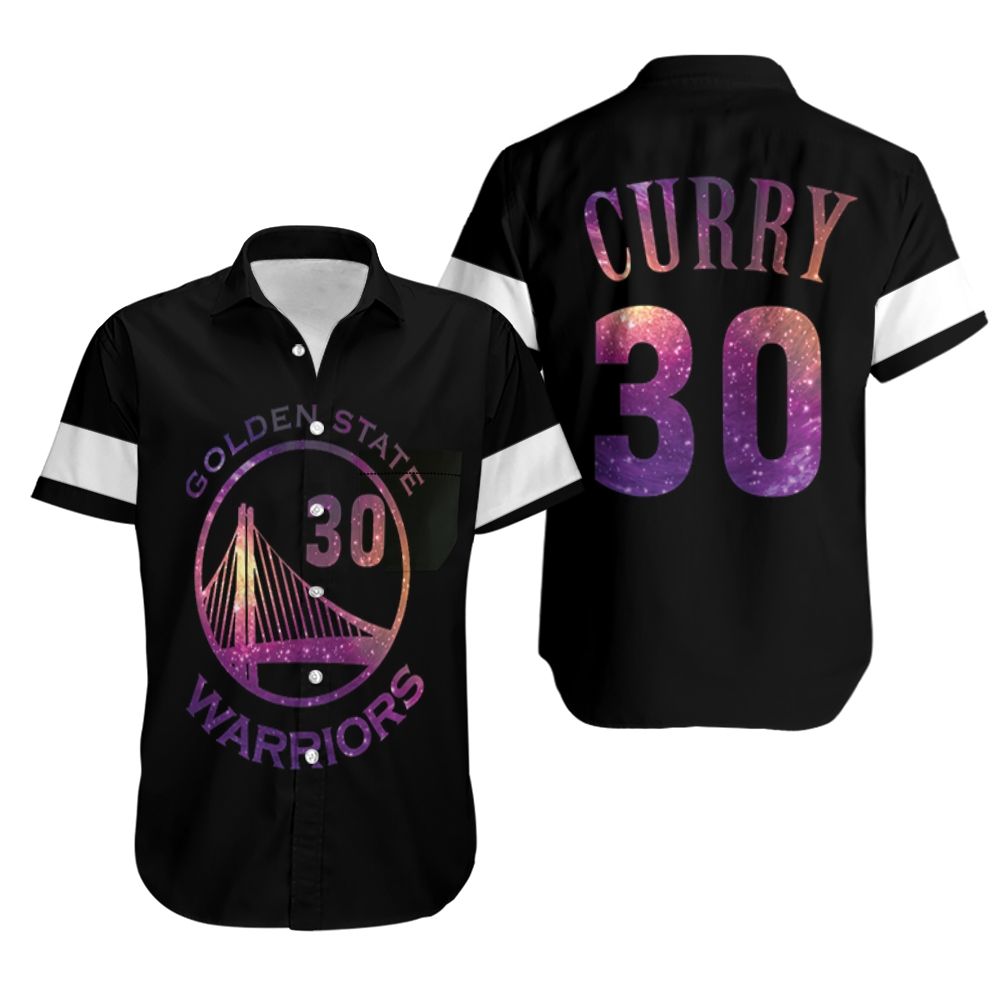 BEST NBA Warriors Stephen Curry Iridescent Black 3D Aloha Shirt2