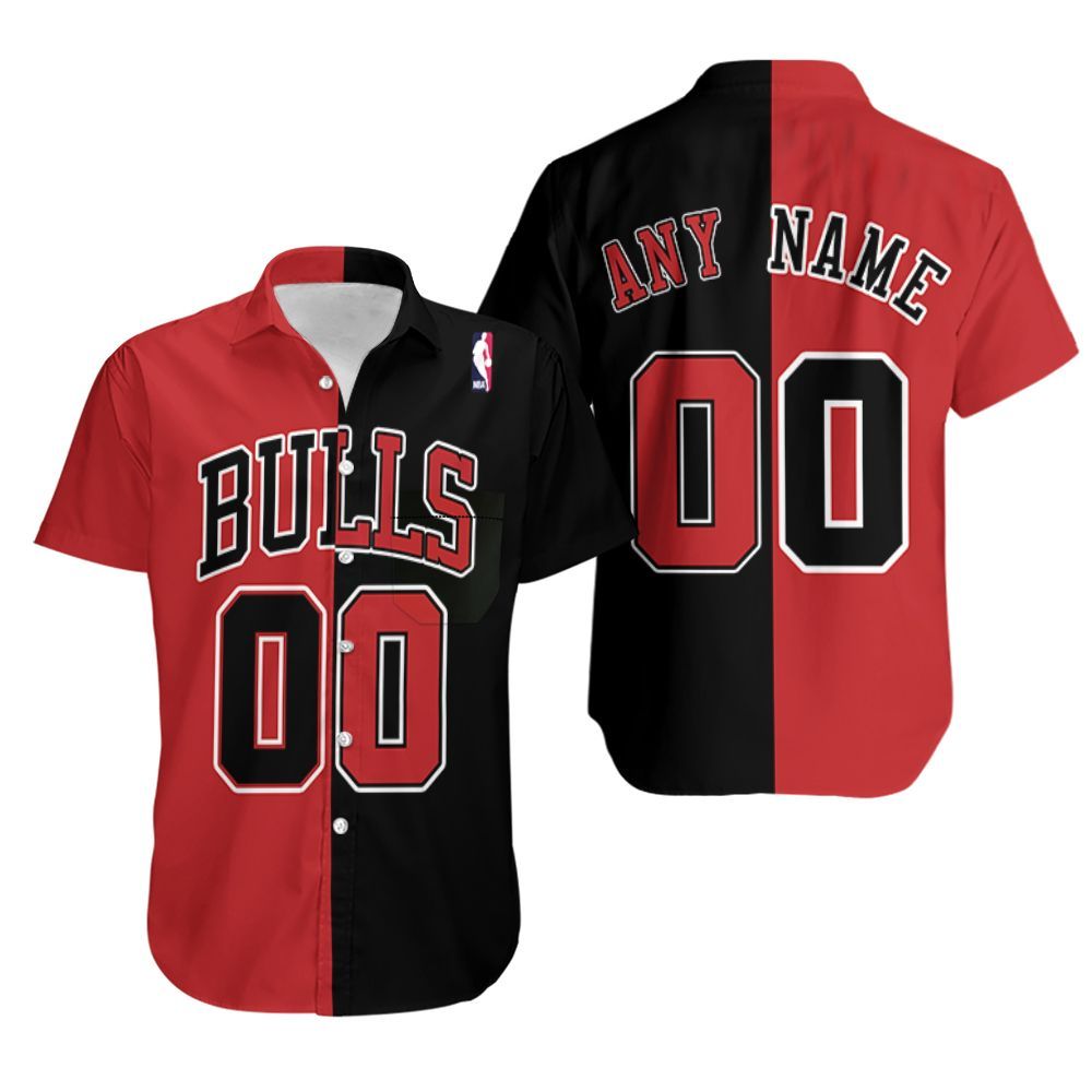 BEST NBA Chicago Bulls 90S Throwback Split Red Black Personalized 3D Aloha Shirt1