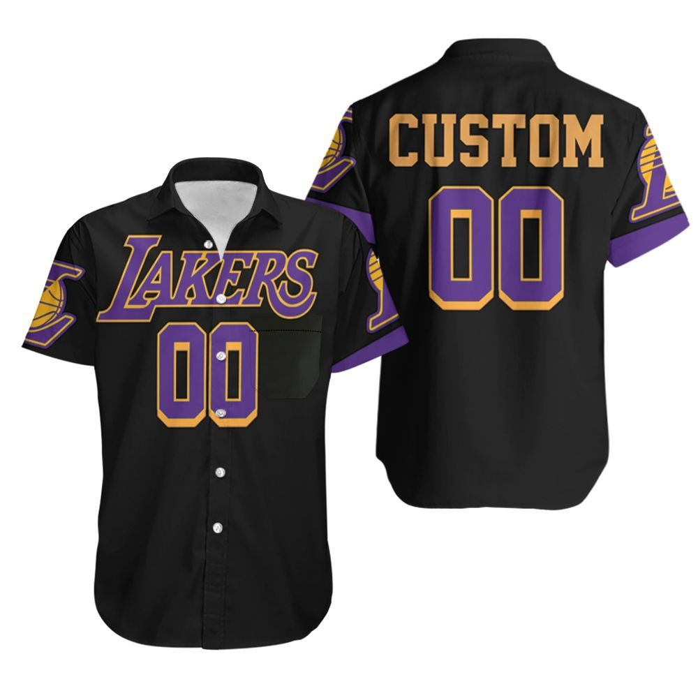 HOT Personalized Los Angeles Lakers 2020-21 Custom Black Hawaiian Shirt2