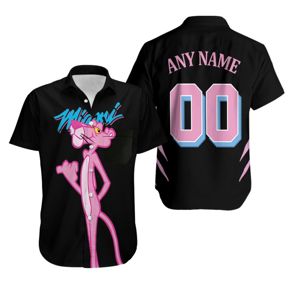 BEST NBA Miami Heat X Pink Panther Mashup Black Personalized 3D Aloha Shirt2