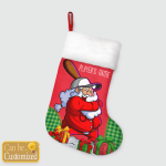 Cartoon Santa Claus Baseball Christmas Stockings - Personalized Player's Name or Texts