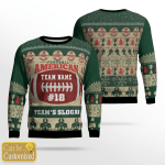 Vintage Football Ugly Christmas Sweater - Personalized Name, Slogan & Number