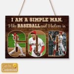 Personalize Baseball Rectangle Wood Sign