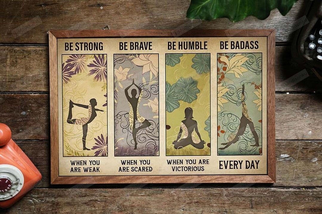 Hippie Girl Be Strong Be Brave Be Humble Be Badass Horizontal Wall Decor Poster 