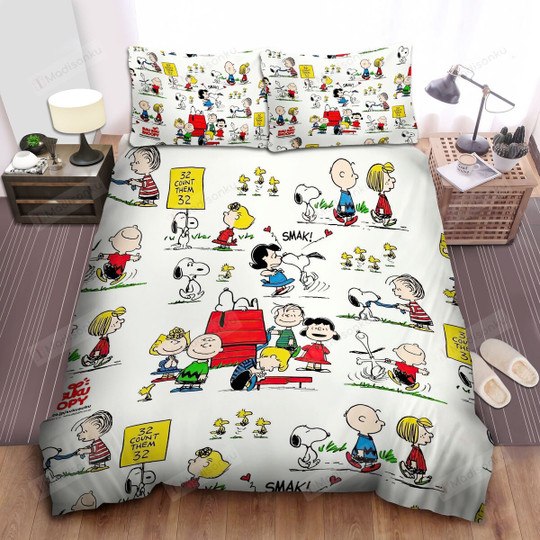 Peanuts Friends Funny Moments Pattern, Funny Bed Duvet Covers