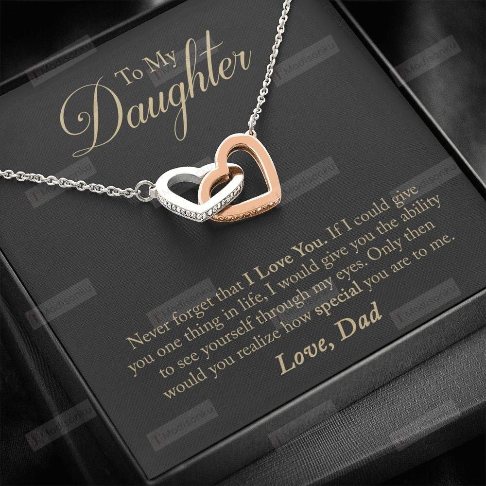 To My Daughter Interlocking Hearts Necklace-Father to Daughter Gift-Birthday Gift To Daughter From Dad-Funny Gift for Daughter from Dad