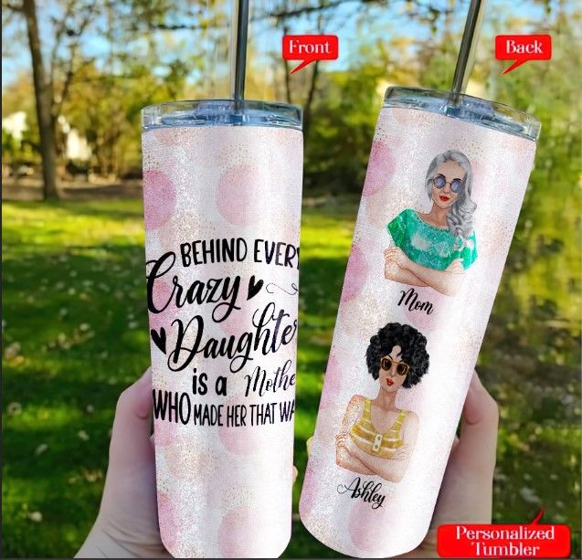 Glitter tumbler Skinny Tumbler Wife Daughter Custom Cup Mom Gifts for her Custom order