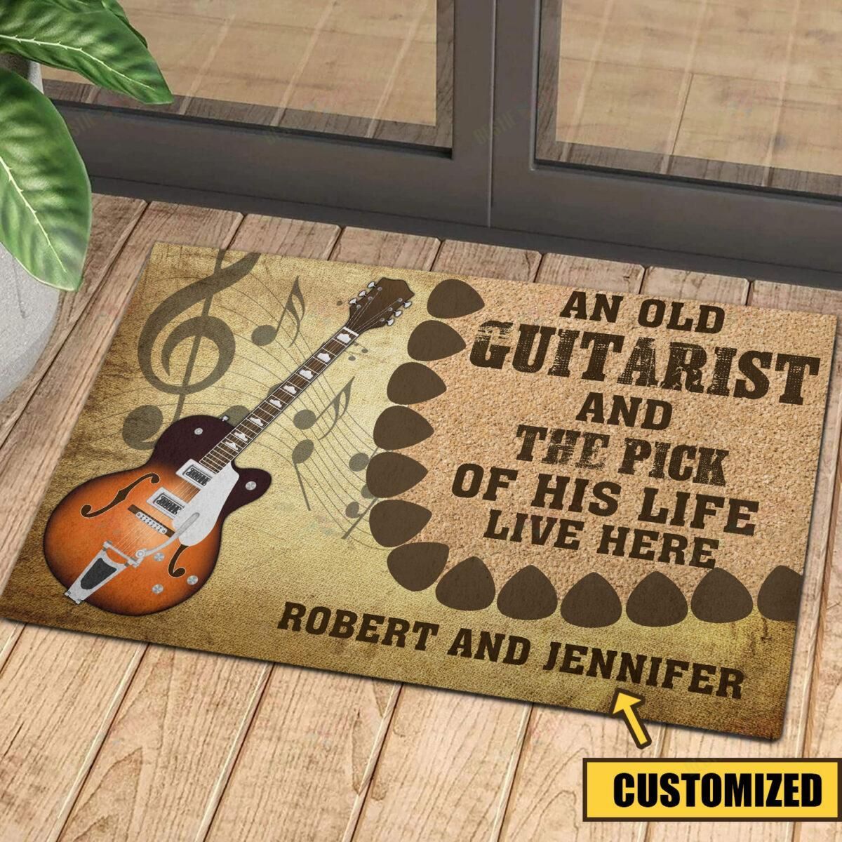 Personalised Guitar Cool Music Rubber Doormat