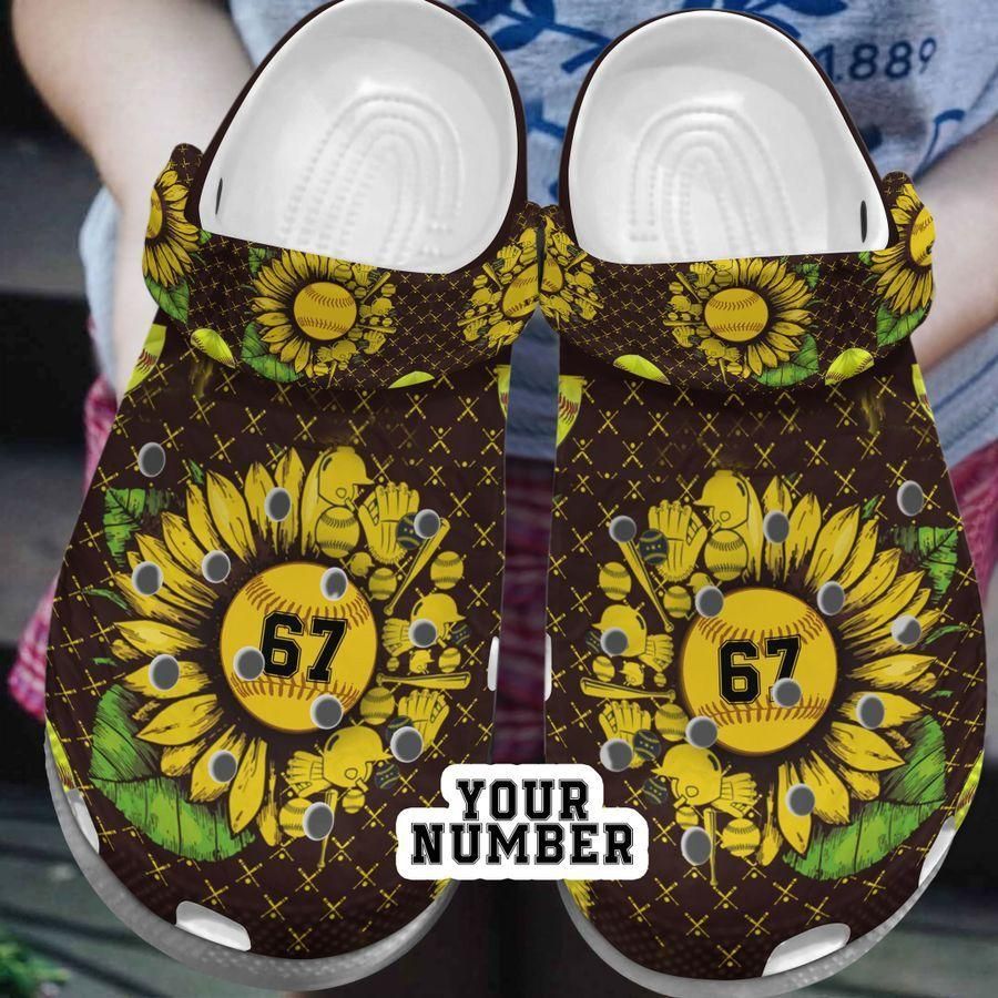 Softball Personalized Softball And Sunflowers Crocs Classic Clogs Shoes