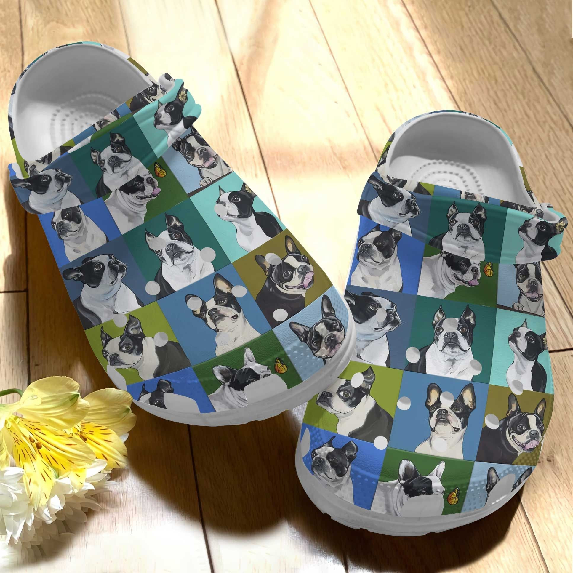 Dog Lovely Boston Terrier Fabric Crocs Classic Clogs Shoes