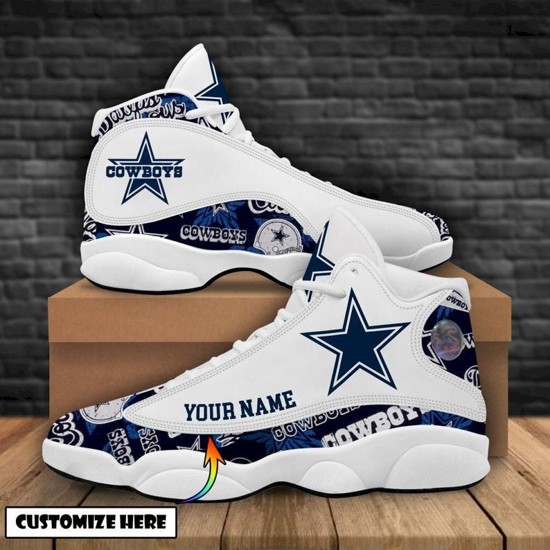 Dallas cowboys personalize air jordan 13 shoes cowboys nfl sneakers - men-11