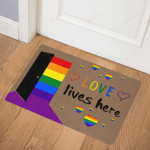 Open door love lives here LGBT  Doormat
