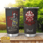 AMERICAN FIREFIGHTER PERSONALIZED COFFEE TUMBLER