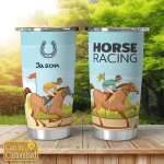 HORSE RACING PERSONALIZED COFFEE TUMBLER