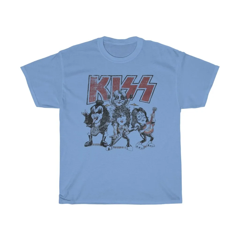 Kiss - Cartoon Kiss Band T-shirt  Unisex Heavy Cotton Tee
