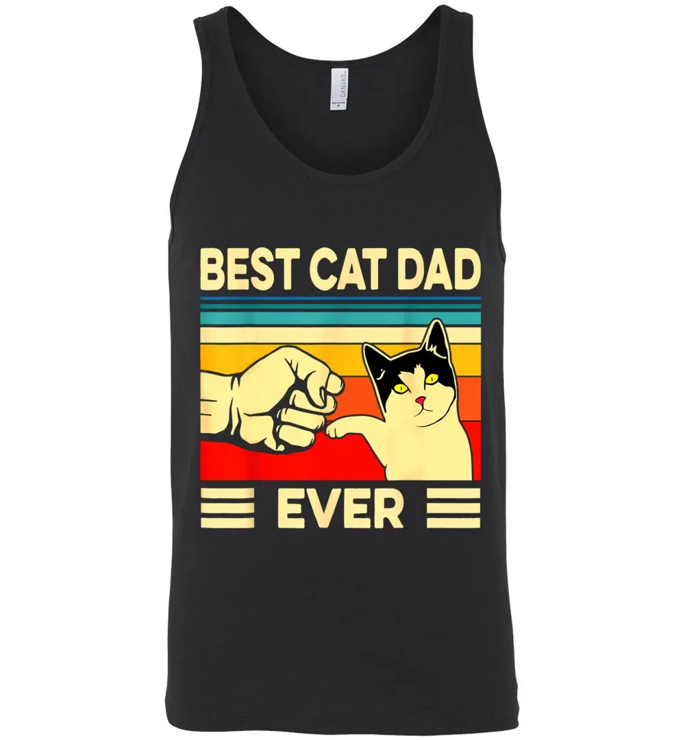 Vintage Best Cat Dad Ever Bump Fit Unisex Tank