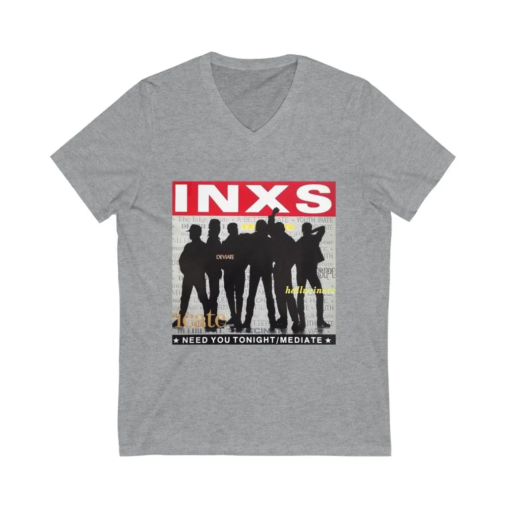 Original 1980s Distressed Inxs Kick Concert Tee T-shirt  Unisex V-neck