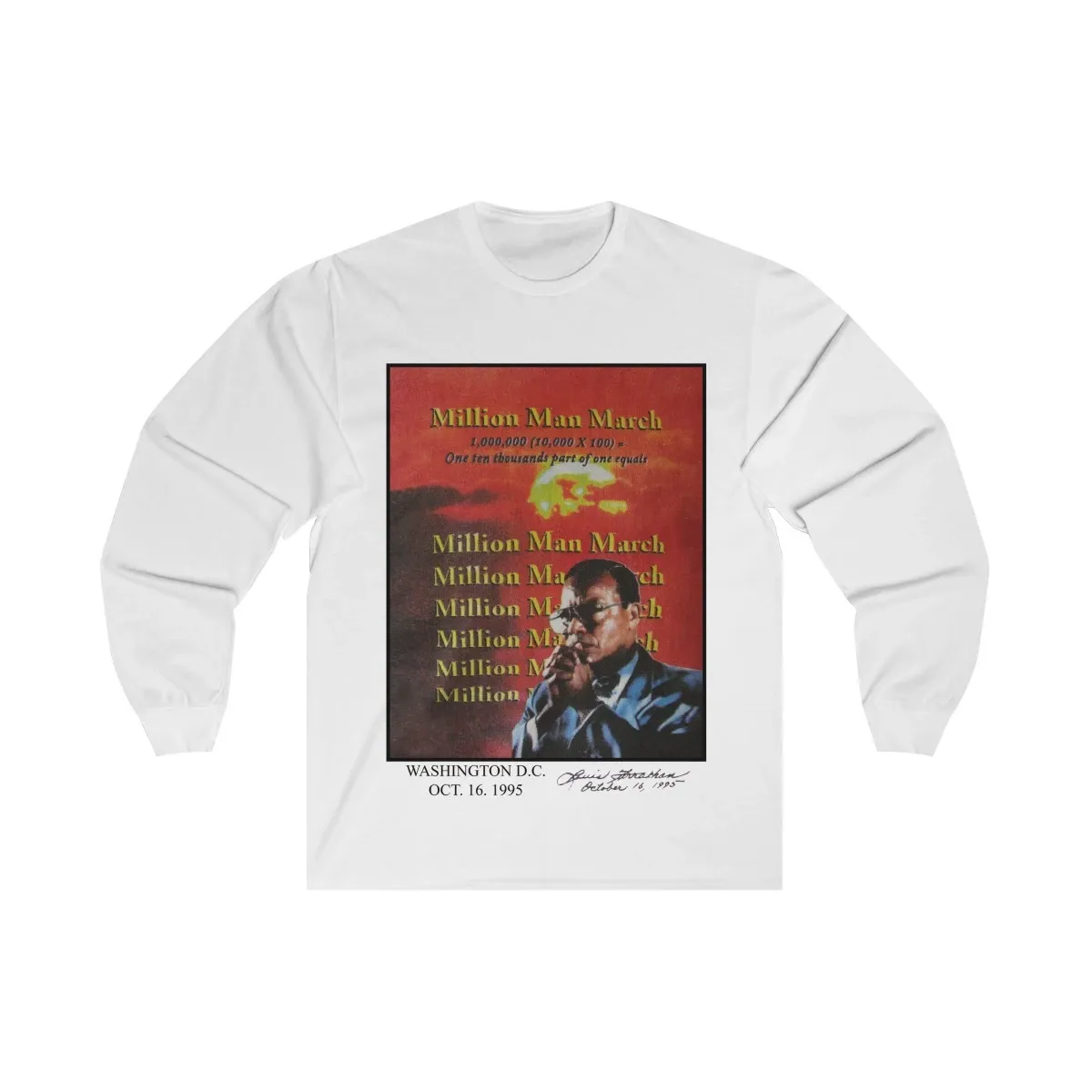 Vintage 90's Louis Farrakhan 1995 Million Man March Shirt Rap Hip Hop Rare Long Sleeve