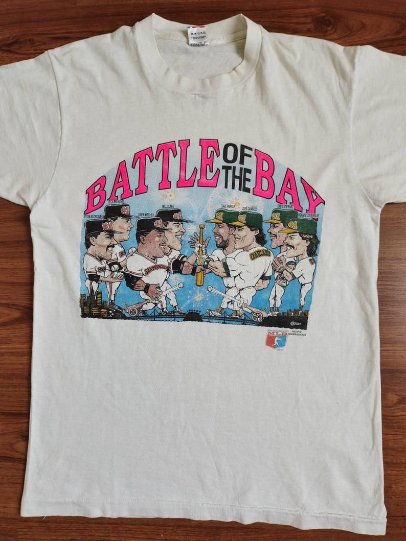 Vintage Battle Of The Bay Caricature 90's Baseball Mlb San Francisco Oakland Shirt