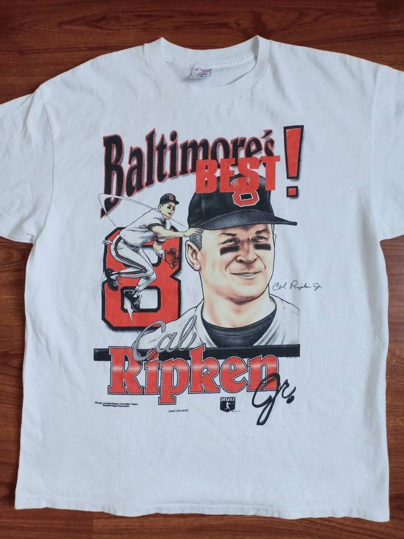Rare Vintage Cal Ripken Jr. caricature 90's Baseball Mlb Baltimore Orioles Shirt