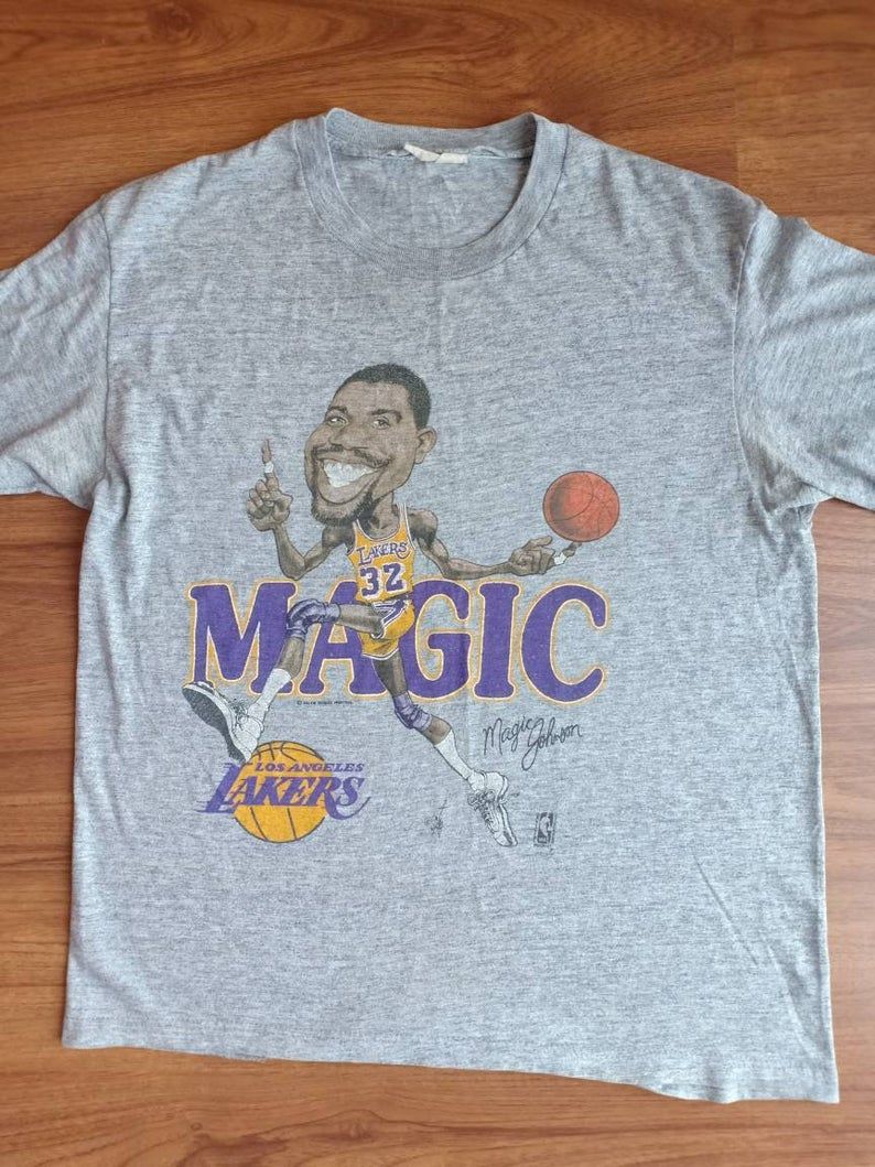 Vintage Magic Johnson Caricature 80's Salem Sportswear La Lagers Nba Basketball Shirt