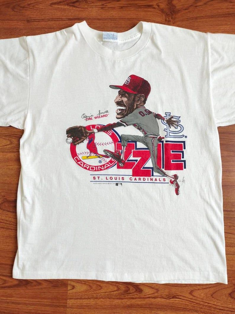 Rare Vintage Ozzie Smith The Wizard Caricature 90's Mlb Baseball St.Louis Cardinals Shirt