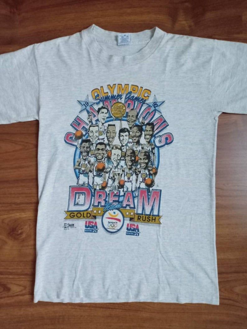 Vintage Usa Dream Team Olympics Caricature 90's Basketball Salem Sportwear Shirt