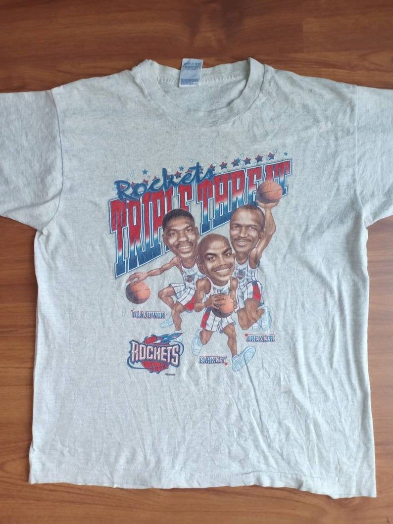Rare Vintage Houston Rockets Caricature 90's Basketball Nba Shirt