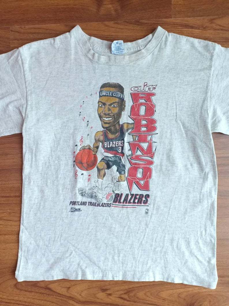 Rare Vintage Cliff Robinson Caricature 90's Nba Basketball Portland Trailblazers Shirt