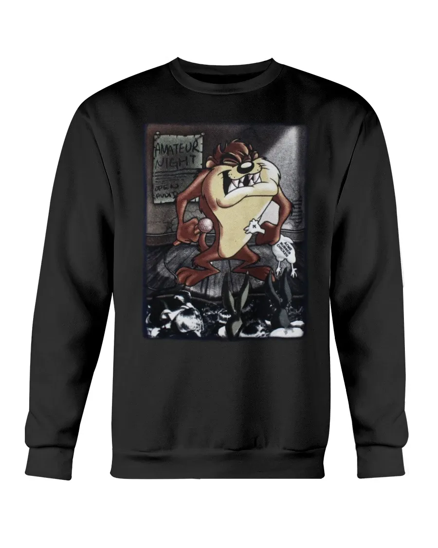 Vintage 90s Looney Tunes Taz Comedian X- Cartoon Tasmanian Devil Pullover Graphic Sweater