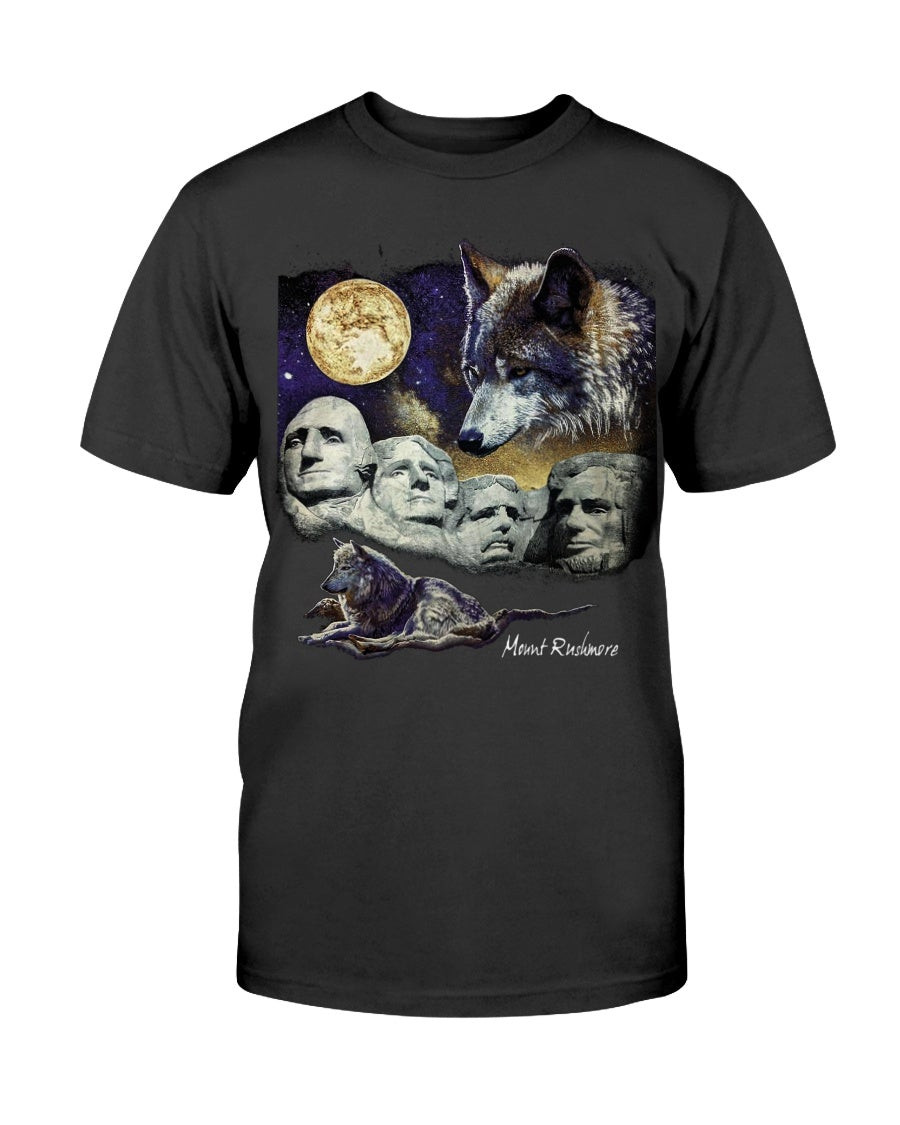Vintage 90S Black Hills South Dakota Mount Rushmore Wolf Moon T Shirt 072121