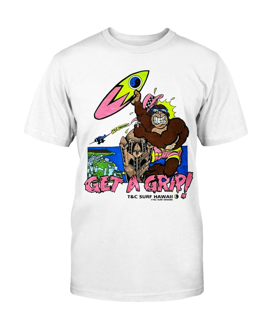 90S Thrilla Gorilla TC Surf Designs Hawaii Shirt Vintage Single Stitch Early 90S Get A Grip Town And Country Thrilla Gorilla Surf T Shirt 062921