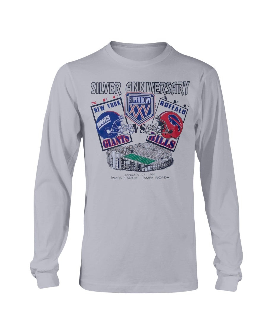 Deadstock 1989 Super Bowl Xxv Silver Anniversary New York Giants Vs Buffalo Bills 1991 Long Sleeve T Shirt 070521