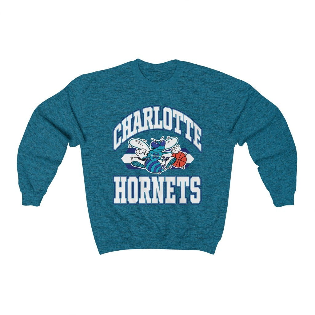 Vintage 90S Charlotte Hornets Sweatshirt Nba Big Logo Vintage Old Generation Hard To Find Vintage Unisex Heavy Blend Crewneck Sweatshirt 071021