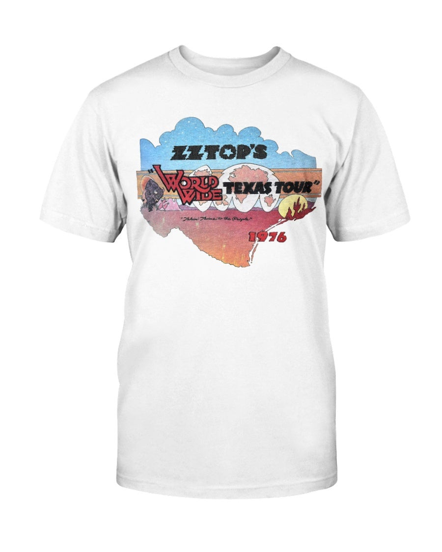 70S Zz Top World Wide Texas Tour 1976 T Shirt 071221