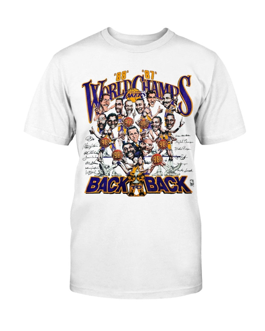 Vintage 87 88 Back To Back World Champs Los Angeles Lakers T Shirt 072221