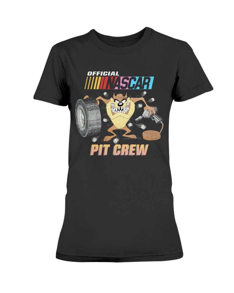 Vintage 90S 1993 93 Nascar Looney Tunes Taz Tazmanian Devil Pit Crew Single Stitch Race Racing Graphic Ladies T Shirt 070921