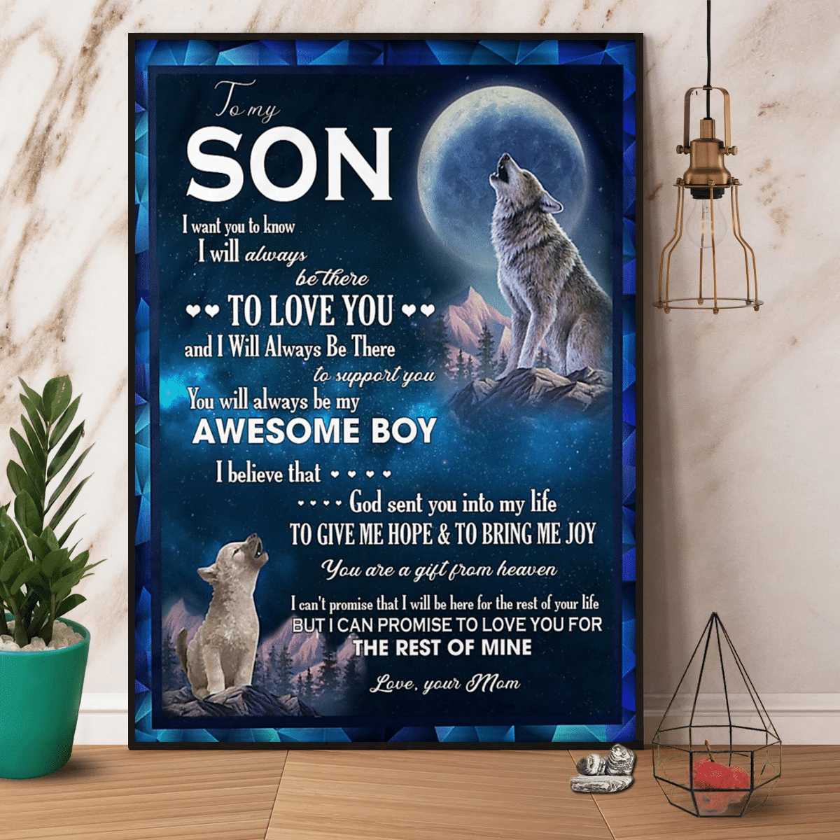 Wolf To My Son I Will Always Be There To Love You Full Moon Lovers Paper Poster Canvas Wall Decor