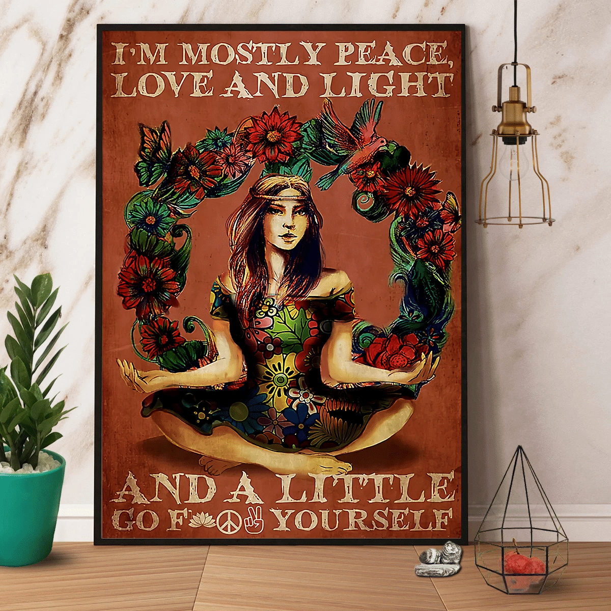 Yoga Girl I'M Mostly Peace Love And Light Paper Poster Canvas Wall Decor