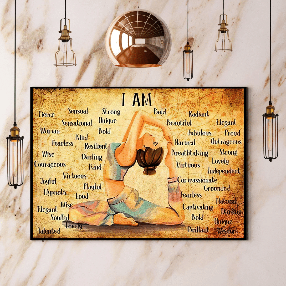 Yoga Girl I Am Strong Lovely Unique Fearless Yoga Pose Yoga Fitness Lover Horizontal Paper Poster Canvas Wall Decor