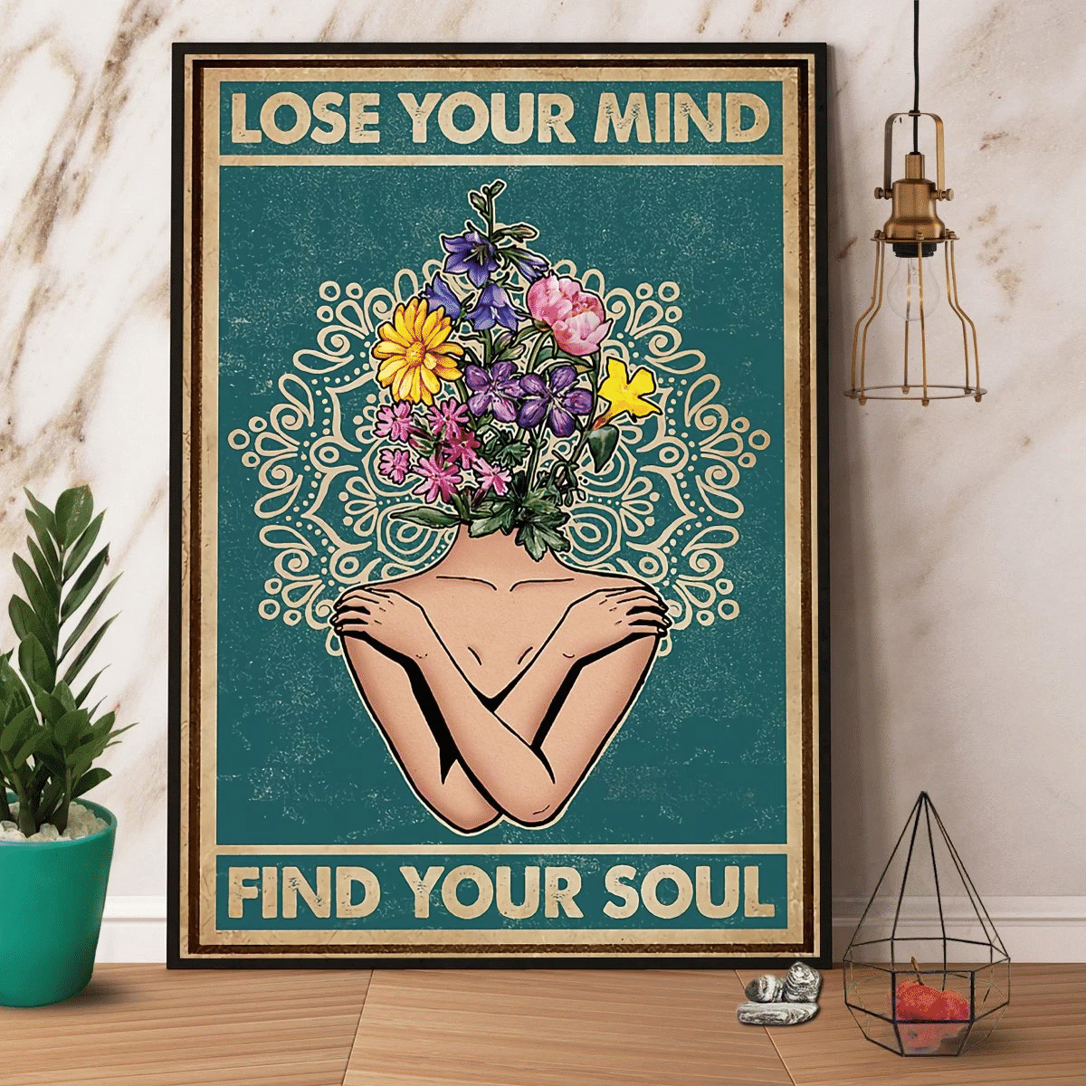 Yoga Flower Lose Your Mind Find Your Soul Paper Poster Canvas Wall Decor