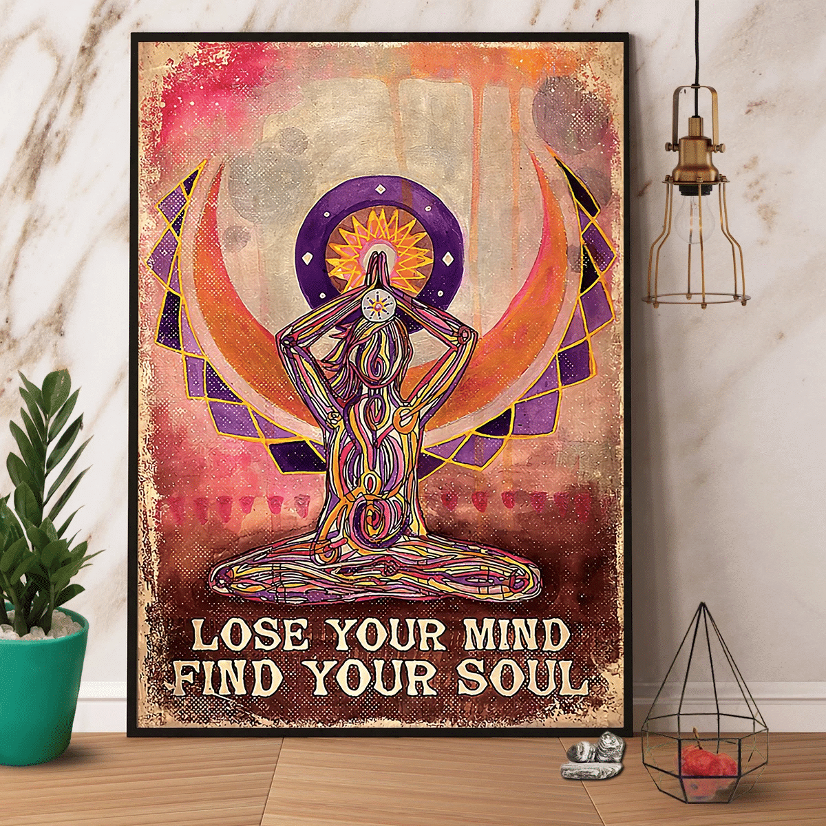 Yoga Girl Lose Your Mind Find Your Soul Vintage Paper Poster Canvas Wall Decor