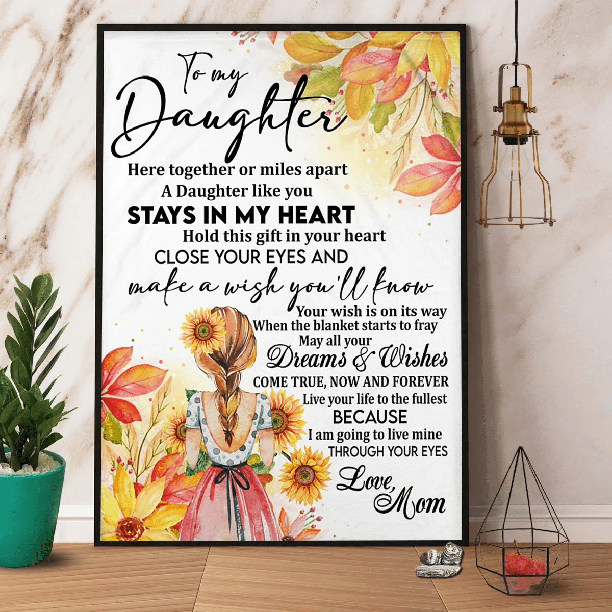 To My Daughter Blanket Gift For Daughter From Mom Like Daughter Like Mother Family Love Paper Poster Canvas Wall Decor