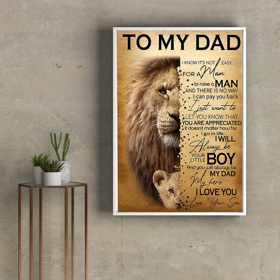 To My Dad Lion Canvas And Poster Canvas Prints Wall Decor Visual Art Gift Father'S Day