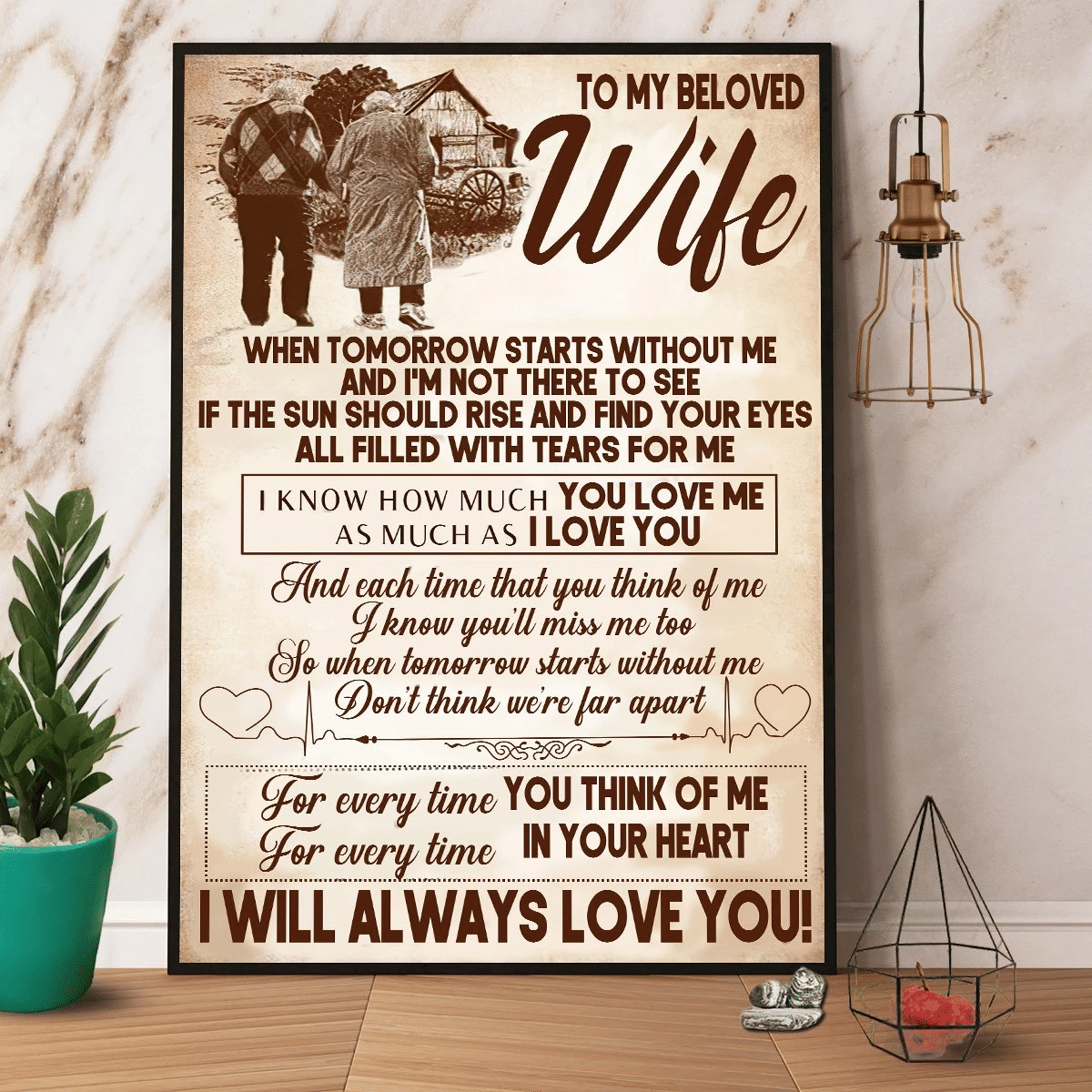 To My Beloved Wife I Will Always Love You Poster Canvas Wall Decor