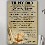 To My Dad From Son Baseball Canvas Wall Art Wall Decor Visual Art Gift For Dad For Fathers Day