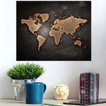 Copper Toned World Map - Abstract Poster Art Print
