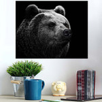 Close Portrait Bear On Black Background - Bear Animals Poster Art Print
